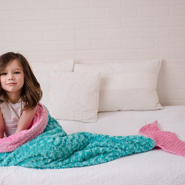 Mermaid Tail Blanket- Minky- Mermaid Sleep Sack- Mermaid Tail- Pink Lilac Purple- Custom- Girls Bedding- Minky Bedding--