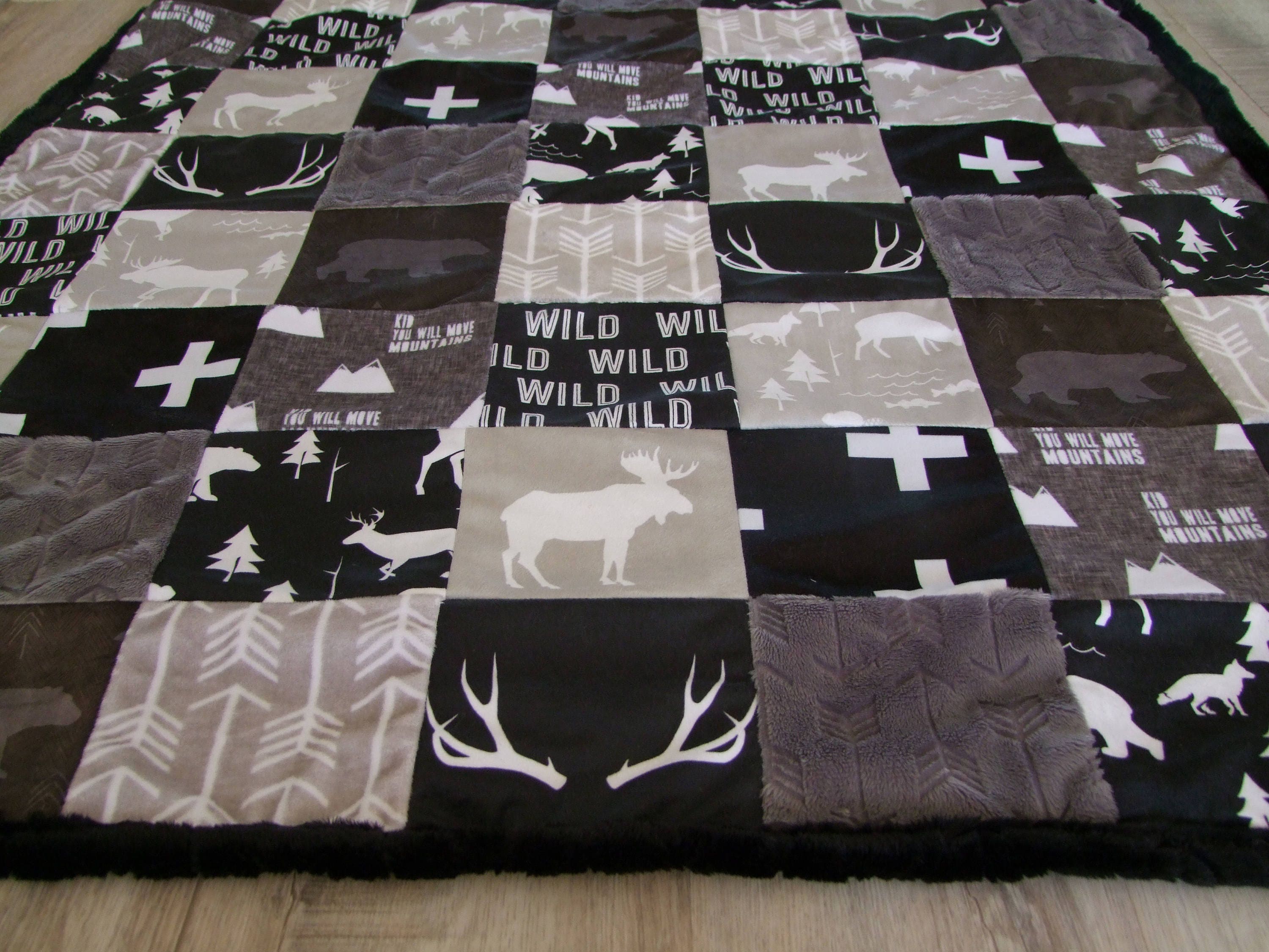 Black Gray Deer Blanket Moose Blanket Hunting Bedding Etsy