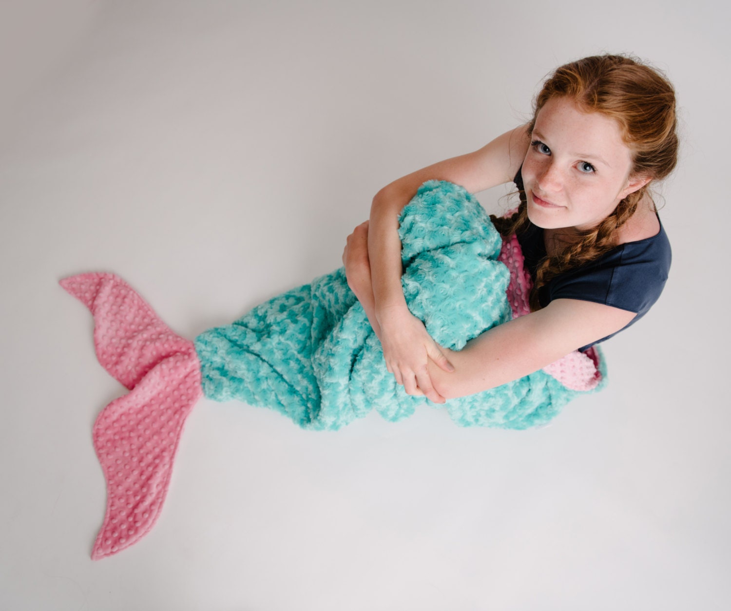 Child Up To Adult Size Mermaid Tail Blanket - Sleep Sack - Purple Pink - Large Tail - Minky