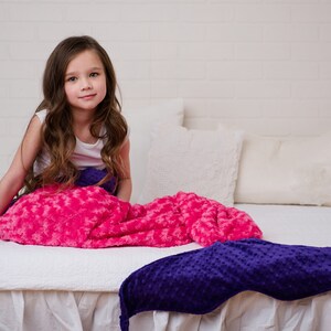 Child up to Adult Size Mermaid Tail Blanket Mermaid Tail Sleep Sack Purple Pink Large Size Mermaid Tail MINKY #2 fuchsia/purple