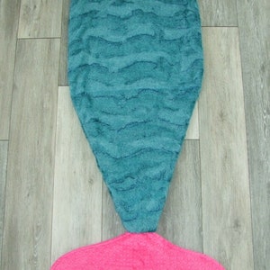 Mermaid Tail Mermaid Blanket Mermaid Sleep Sack Minky Mermaid Tail Girls Bedding-Minky Bedding Coral Mermaid Blanket #8 teal h/fuchsia