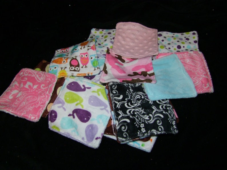 Minky Wash Cloths Set of Minky Wash Cloths Mini Minky Etsy