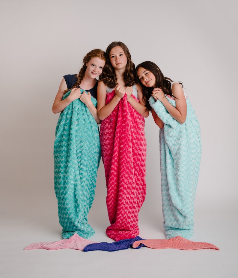 Mermaid Tail Mermaid Blanket Mermaid Sleep Sack Minky Mermaid Tail Girls Bedding-Minky Bedding Coral Mermaid Blanket image 6