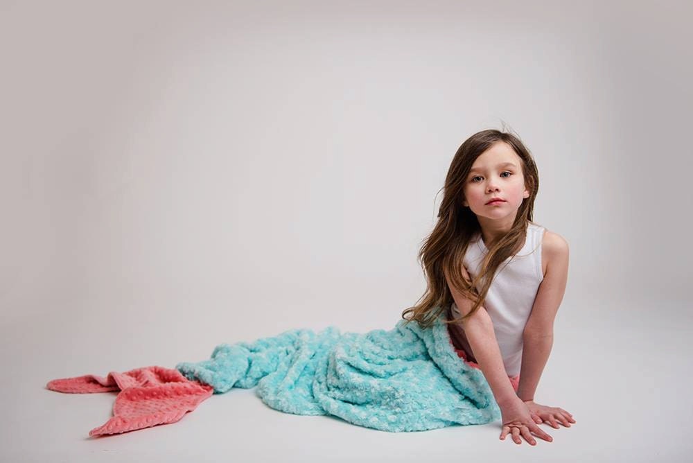Sorbet Luxe Minky Mermaid Blanket - Tail - Aqua Pink Lilac Purple Teal Bedding - Sleep Sack