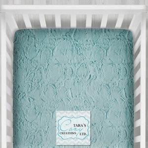 Aqua Luxe  Minky Crib Sheet  / Crib Sheet / Twin Sheet- Minky Crib Sheet - Playpen Sheet-  Luxe Sea Glass HIDE Minky Sheet- LUXE BEDDING