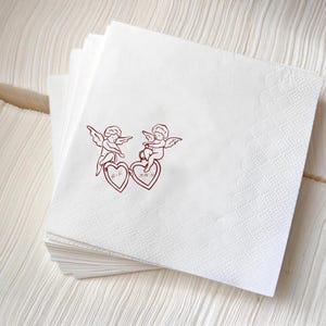 Custom Wedding Cocktail Napkins: Cupid Design, Personalized Event Decor