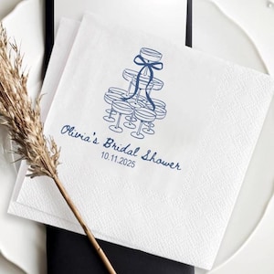 Personalized Champagne Tower Napkins: Bachelorette, Wedding, Bridal Shower