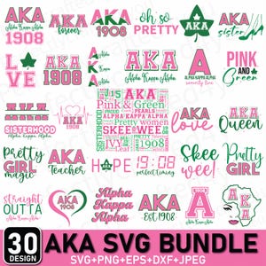 Também conhecido como svg, Alpha Kappa Alpha svg, também conhecido como letra svg, também conhecido como irmandade svg, 1908 svg, rosa e verde svg, Rush svg, grego svg, arquivos de irmandade, silhueta