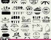 Kitchen Monogram SVG Bundle: Farmhouse Decor, Cutting Board Design (Digital Download)
