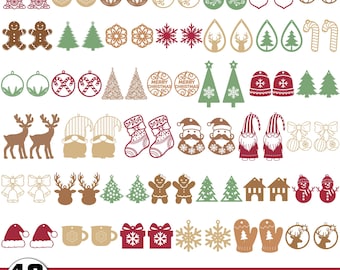 Svg de boucles d'oreilles de Noël, jolies boucles d'oreilles de Noël SVG, SVG de boucles d'oreilles, fichier de coupe Noël, boucles d'oreilles en similicuir, Glowforge Svg, Svg Noël, fichiers Cricut