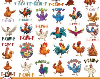 F-Caw-F PNG,Chicken Humor Png,Funny Rooster Cartoon,Rooster Crowing Meme PNG, Chicken Funny PNG,Cricut & silhouette