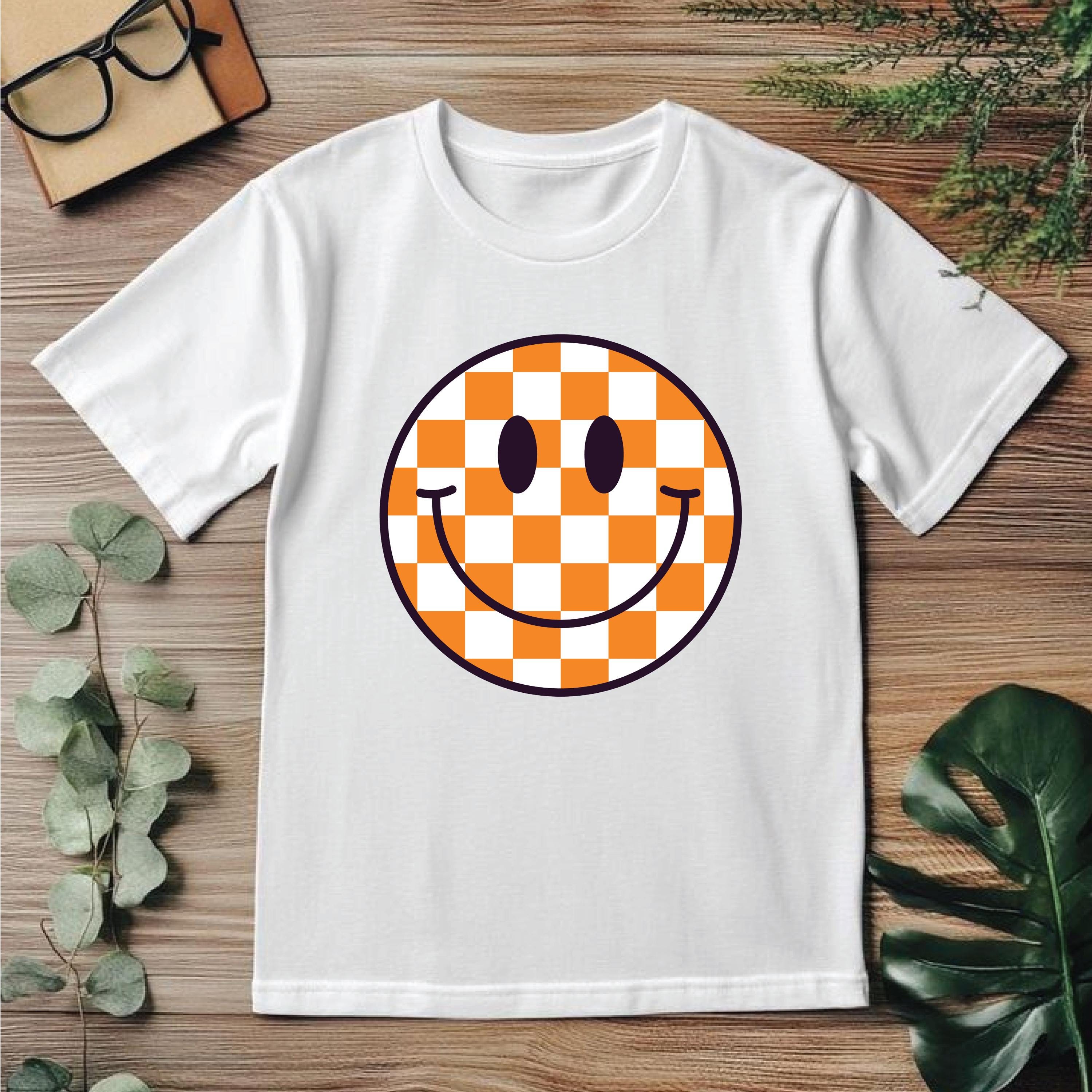 Smiley Face PNG: Retro Flower, Checkered Design (digital Download