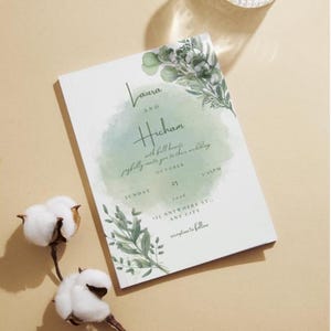 Eucalyptus Wedding Invitation Set: Sage Greenery, Editable Canva Template (Instant Download)
