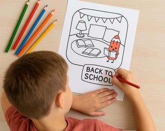 Classroom Coloring Book: Kawaii Back to School Printable (PDF Download A4 Size)