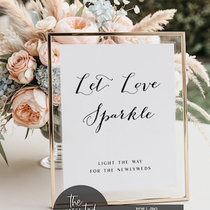 Let Love Sparkle Wedding Sign, Let Love Sparkle Wedding Printable, Minimalist Sparkler Wedding Sign,Sparkler Send Off Sign,Send Off,Blair,01