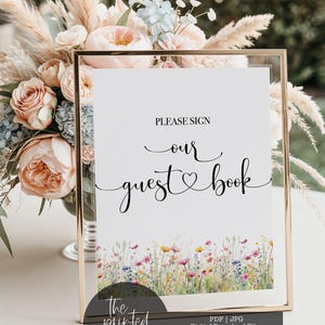 Guest Book Wedding Sign, Wildflower Guest Book Wedding Sign, Wildflower Guestbook Wedding Printable, Floral Guest Book Sign, Madison, 10