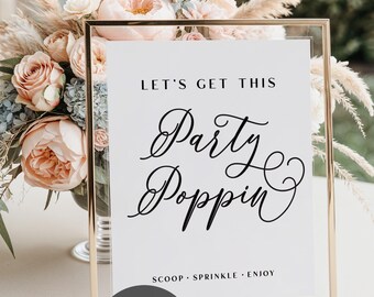 Let's Get This Party knallen bruiloft bord, popcorn bar bruiloft afdrukbare, minimalistische popcorn bruiloft bord, popcorn bruiloft bord, Blair, 04