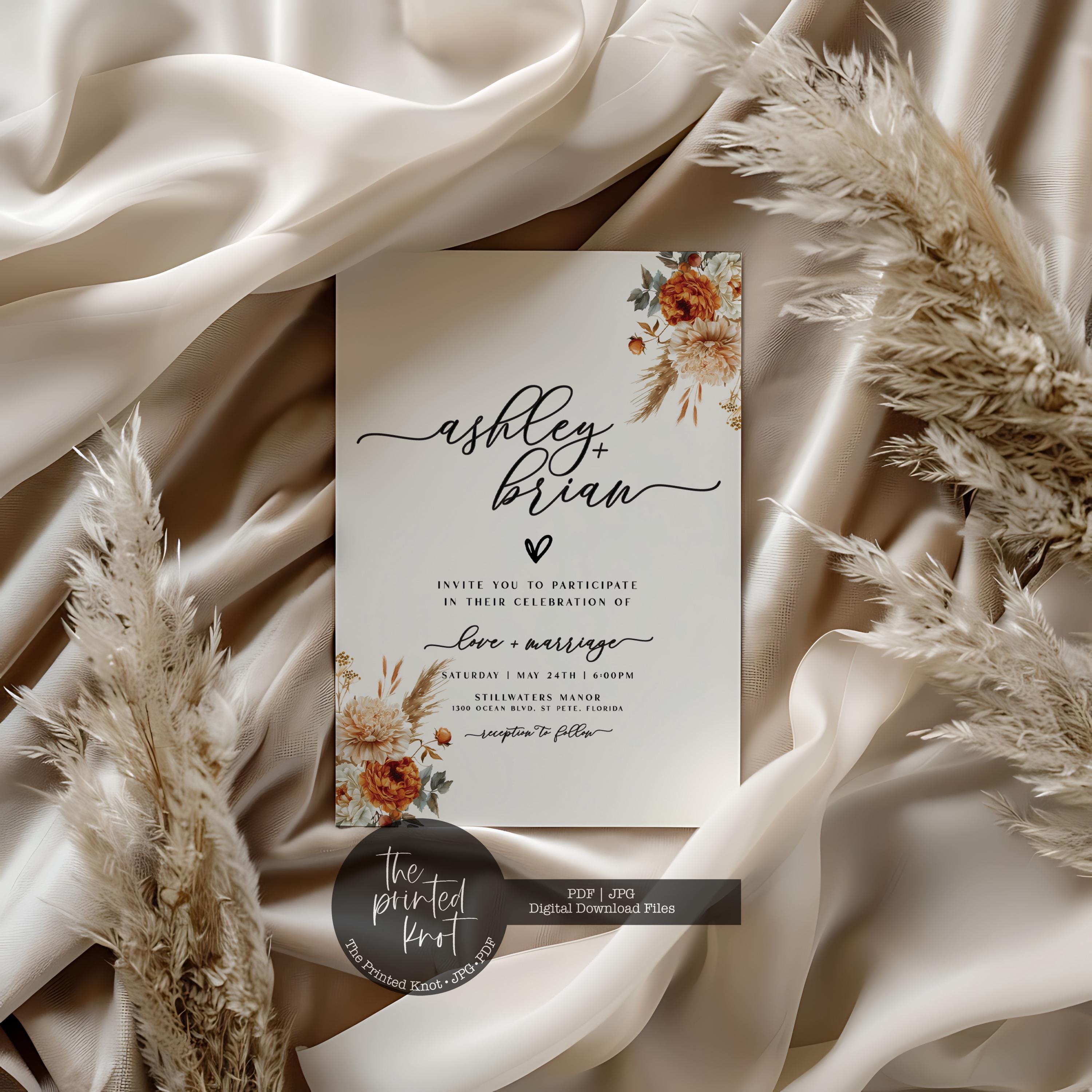 Boho Poppy Wedding Invitation