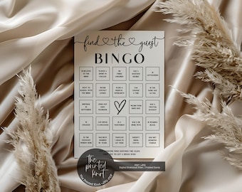 Find The Guest Wedding Bingo, Wedding Bingo Card, Wedding Bingo Game, Modern Bridal Shower Bingo Game, Printable Bridal Shower Game,Blair,12
