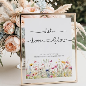 Let Love Glow Wedding Sign,Printable Wildflower Wedding Sign,Wildflower Reception Wedding Sign,Let Love Glow Floral Wedding Sign,Madison, 05