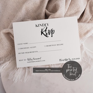 Printed or Printable Wedding RSVP Card, Wedding RSVP Card, Personalized Wedding RSVP Insert, Minimalist Wedding Rsvp Card,Rsvp Card,Blair,06