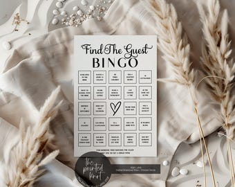 Find The Guest Wedding Bingo, Wedding Bingo Card, Wedding Bingo Game, Modern Bridal Shower Bingo Game, Printable Bridal Shower Game,Blair,11