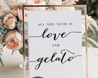 All You Need is Love and Gelato Sign, Gelato Bar Sign, Printable