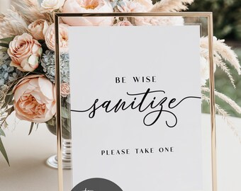Be Wise Sanitize Wedding Sign, Sanitize Wedding Printable, Minimalist Sanitize Wedding Sign, Be Wise Sanitize Sign, Sanitize Jpg, Blair, 04