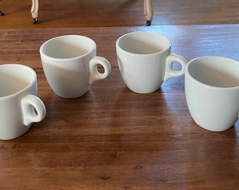 Vintage MCM Set of 4 Heath Armorlite White Restaurant Ware Espresso Cups Made in England