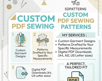Custom Sewing Pattern PDF Personalized Clothing Design Made to Measure Template