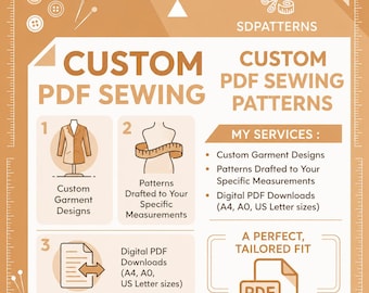 Custom Sewing Pattern PDF Personalized Clothing Design Made to Measure Template