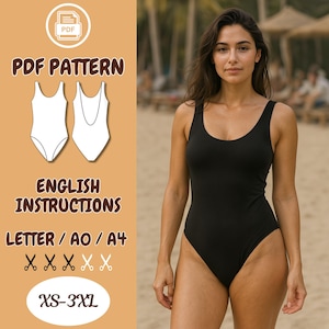 One Piece Swimsuit PDF Sewing Pattern | Women&#39;s Bathing Suit Template XS-3XL | Sewing Pattern PDF Full Body Swimsuit | Summer Gift Her