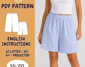 Women’s Elastic Waist Shorts Sewing Pattern PDF