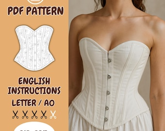 Overbust Sweetheart Corset Sewing Pattern: Edwardian Bustier Top (PDF Pattern, XS-3XL)