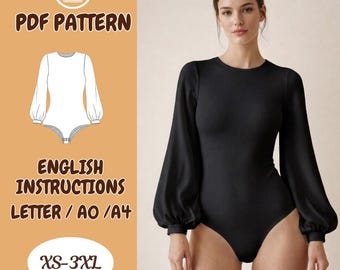 Bodysuits Sewing Pattern Leotards , Dance, Activewear, Long Sleeve Bodysuit, Lingerie, Stretch