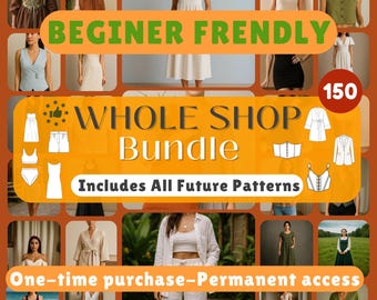 Whole Shop Nähen PDF Pattern Bundle | Alle Shop Patterns| Lebenslanger Zugriff + Neue wöchentliche Muster | Anfängerfreundlich | Leinen Kleidung | Geschenk