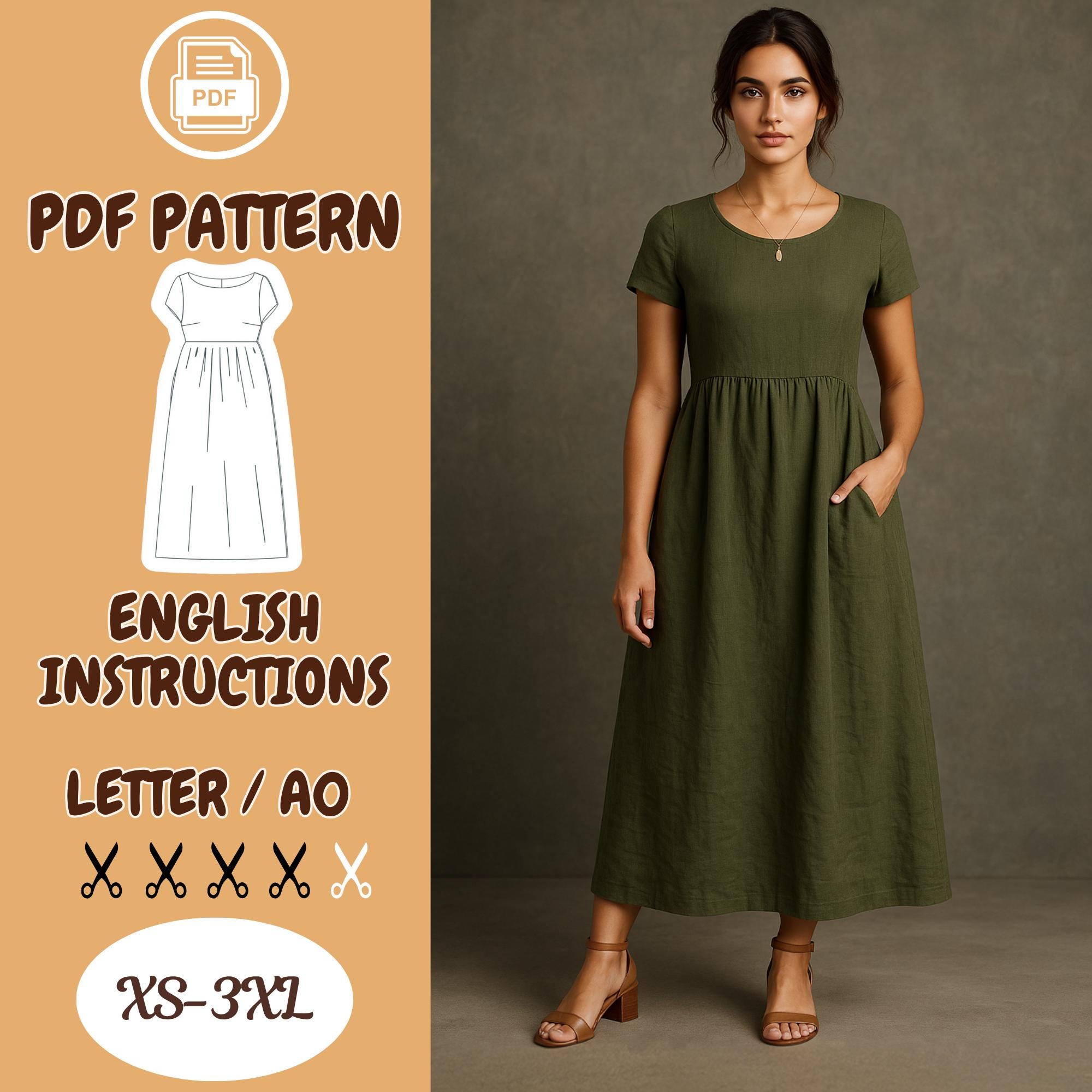 Free Linen Dress Pattern - Etsy Australia Free Linen Dress Pattern - Etsy Australia