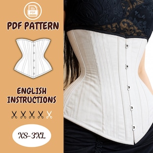 Victorian Overbust Corset Sewing Pattern PDF: Renaissance Boned Corset (XS-5XL Digital Download