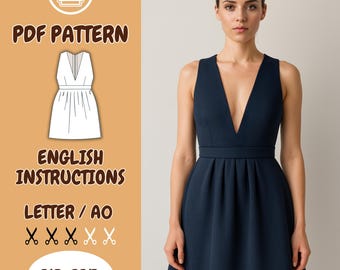 white christmas dresses THE ASSEMBLY LINE • V-Neck Dress Sewing Pattern (XS main image 0
