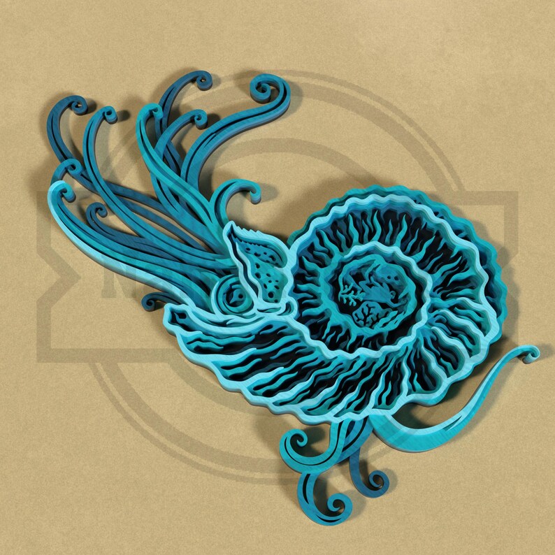 3D Layered Nautilus SVG - Ocean Mandala Laser Cut File - Digital ...