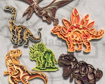 Dinosaur SVG Laser Cut Bundle - Kids Room Decor - Digital Download
