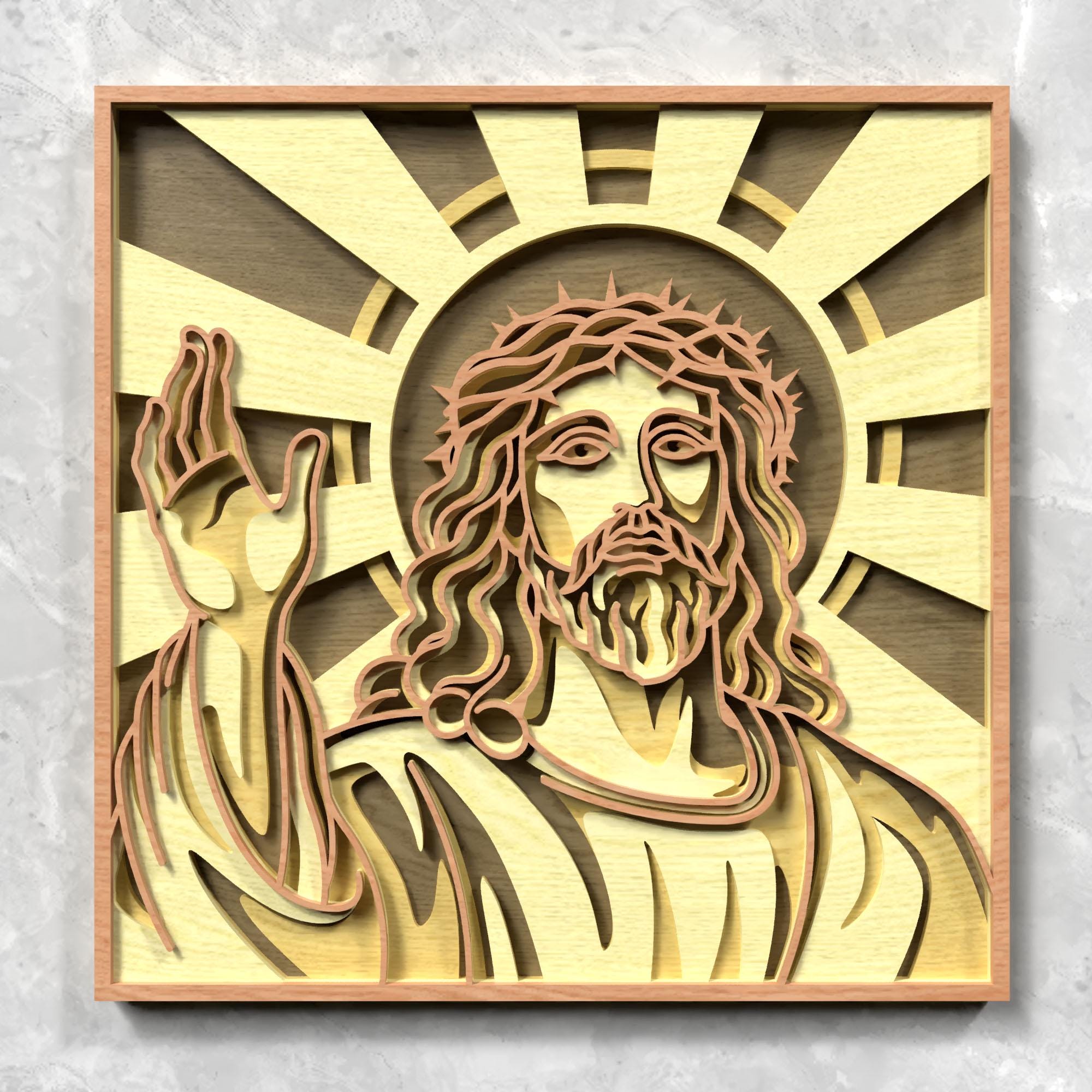 Jesus Layered SVG - 3D Christian Wall Art - Laser Cut Template - Etsy