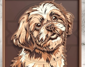 Perro Shih Tzu SVG - Archivo de corte láser de mandala de 6 capas - Descarga digital
