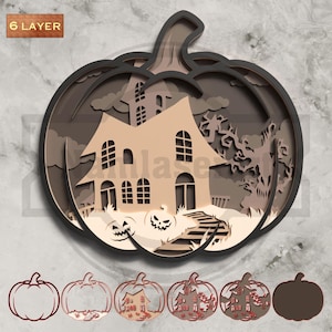 3D Layered Halloween Pumpkin Haunted House SVG – Laser Cut File for Glowforge, Cricut, Wall Decor or DIY Crafts , Laser Cut Wall Decor