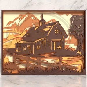 Farmhouse Barn Laser Cut File: Rustic Wall Art SVG DXF PDF - Digital Download