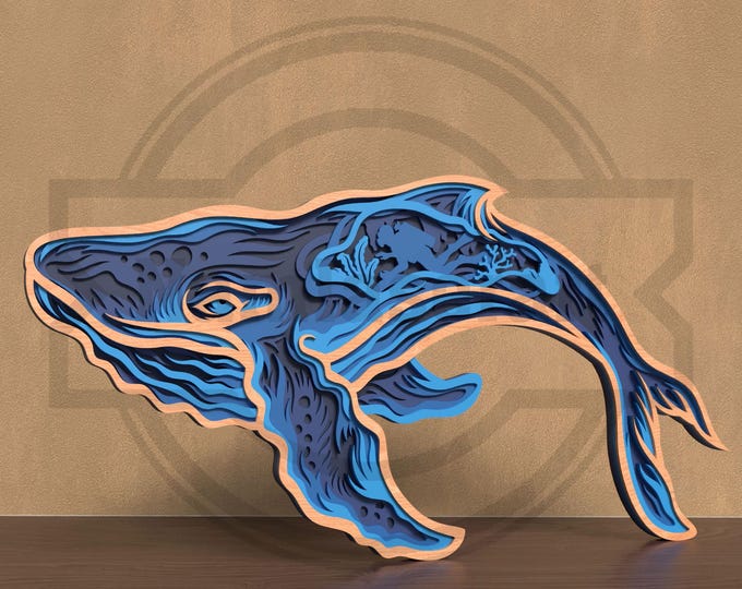 Laser Svg Whale Laser Cut File Multilayer Svg Files and Multilayer ...