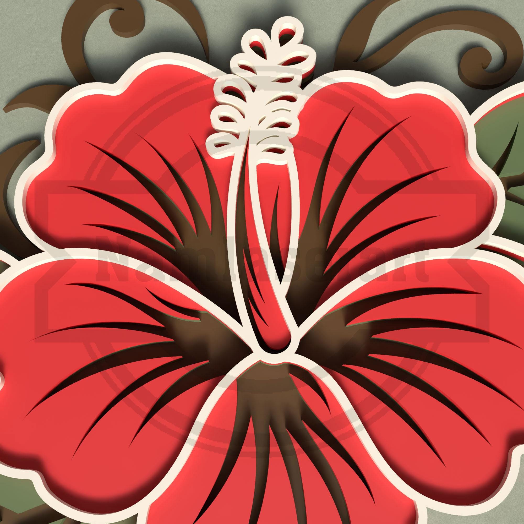 Hibiscus SVG File – Layered Tropical Flower Laser Cut Design - Digital ...
