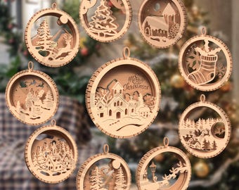 Christmas Ornament SVG Bundle: Multilayer Laser Cut Designs (Digital Download)