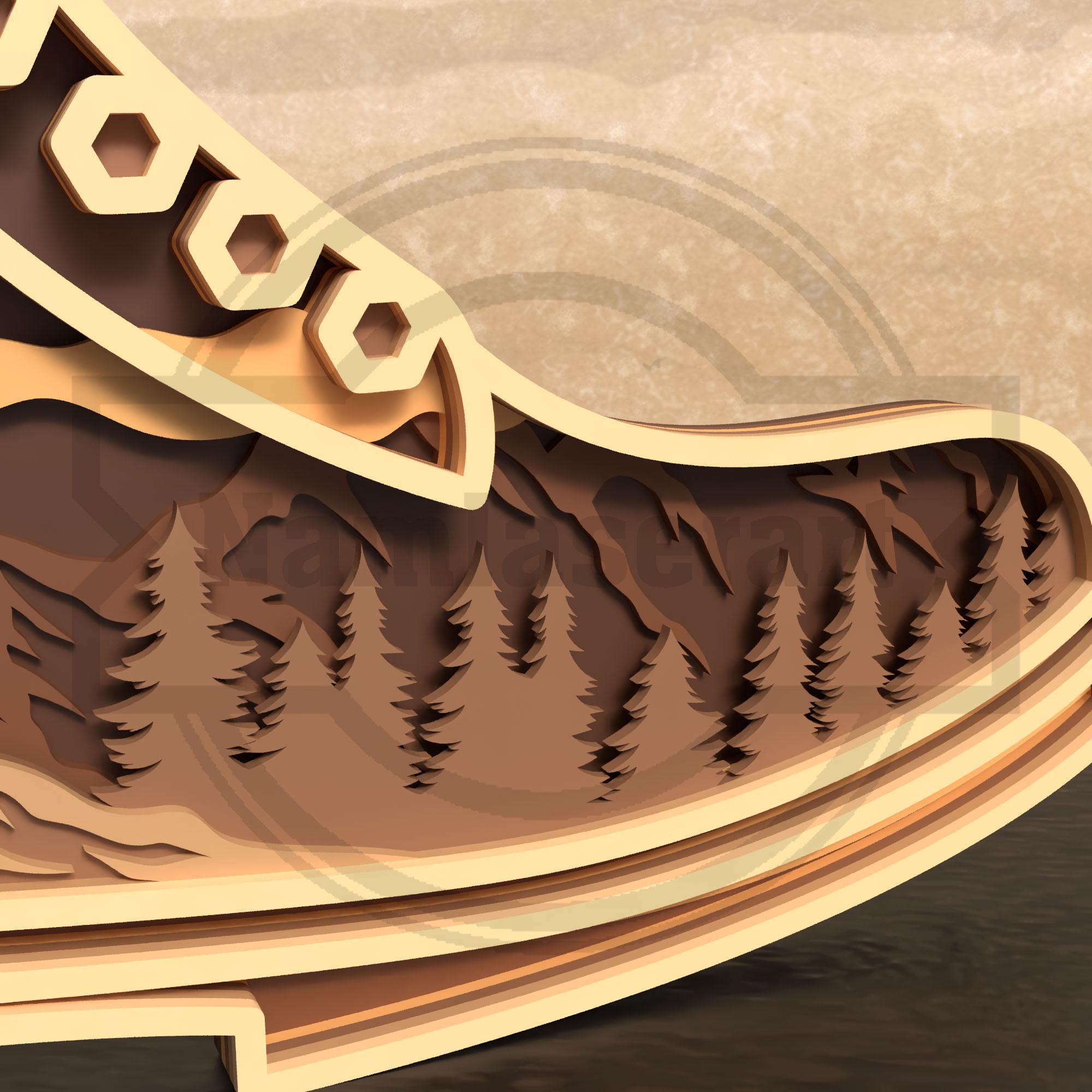 Hiking Boot Wall Art – 6 Layer 3D Laser Cut File – SVG DXF PDF, Digital ...