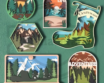 Camping Sign SVG Bundle – Outdoor Adventure Laser Cut Files - Digital Download